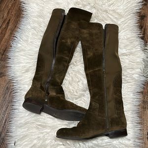 Franco Sarto greenish/brown knee high suede boots.  Size 8.